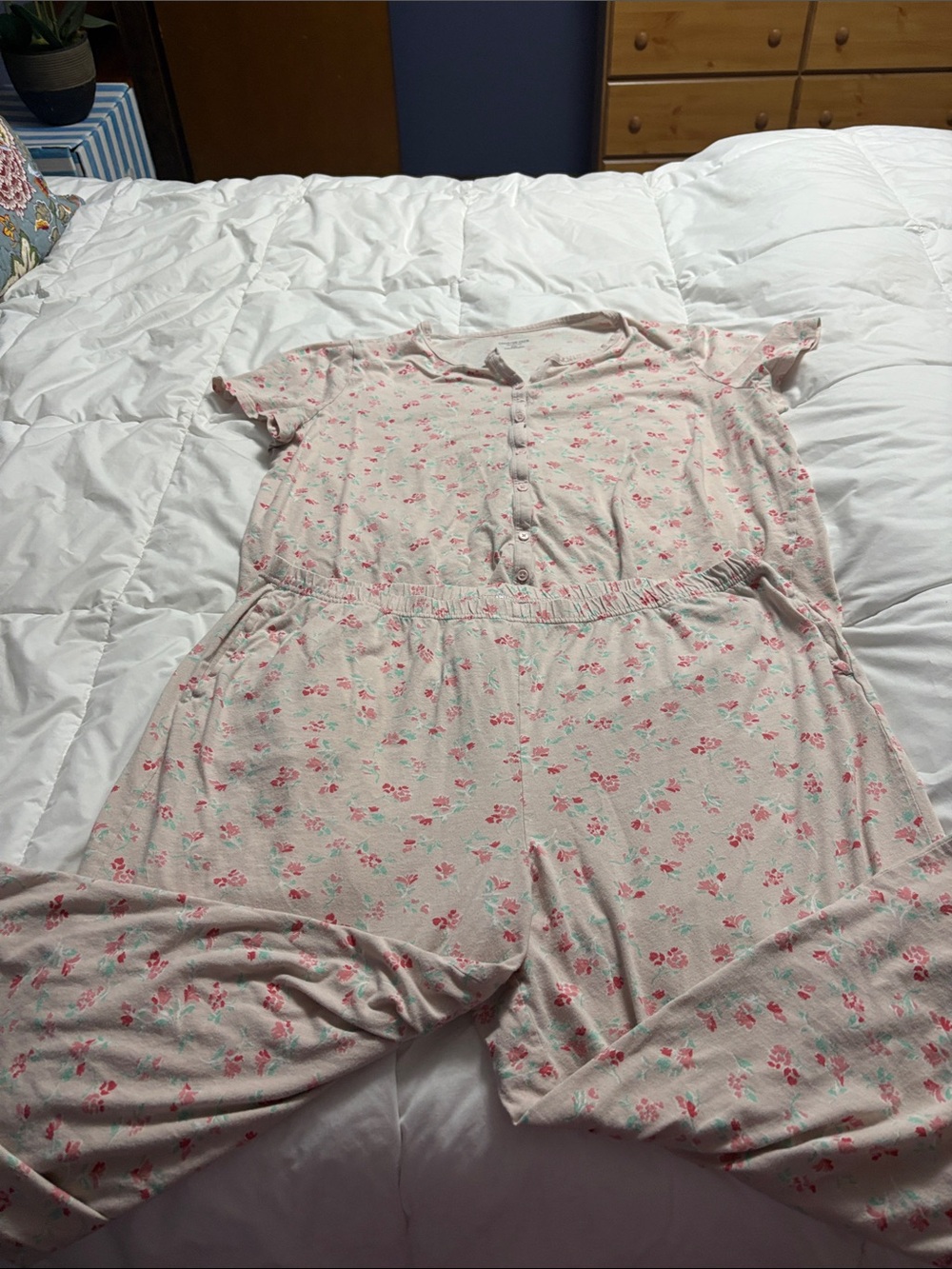 Charter Club Pink Floral Short-Sleeve Pajama Romper
